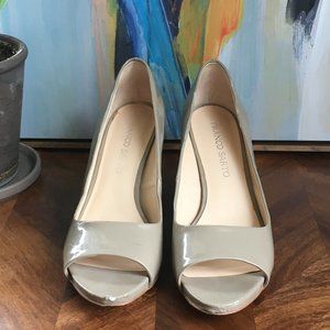 Franco Sarto Beige Open Toe Heels Size 8.5